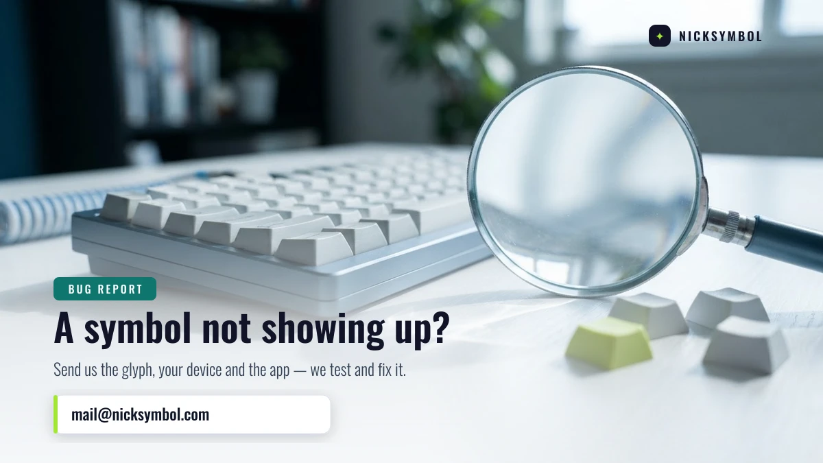 Report a symbol that will not display on your device to NickSymbol