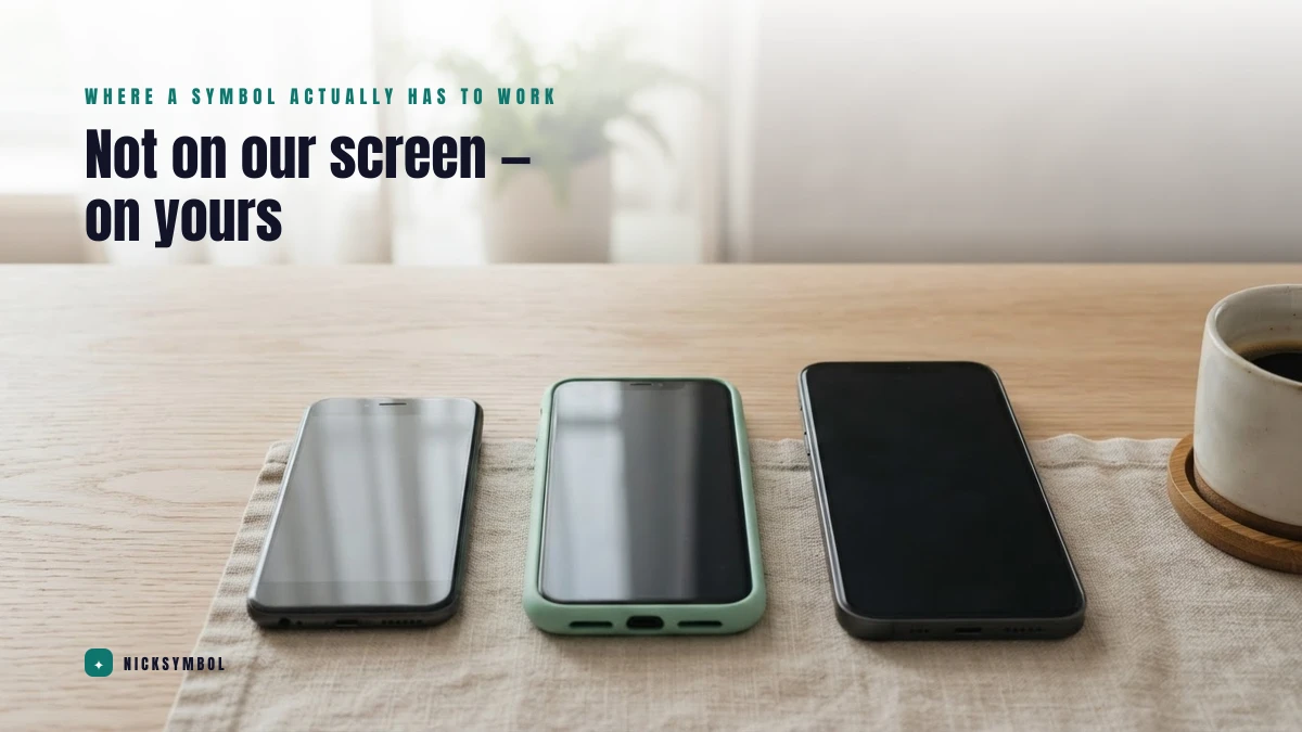 A symbol has to render on the reader's device, not the publisher's