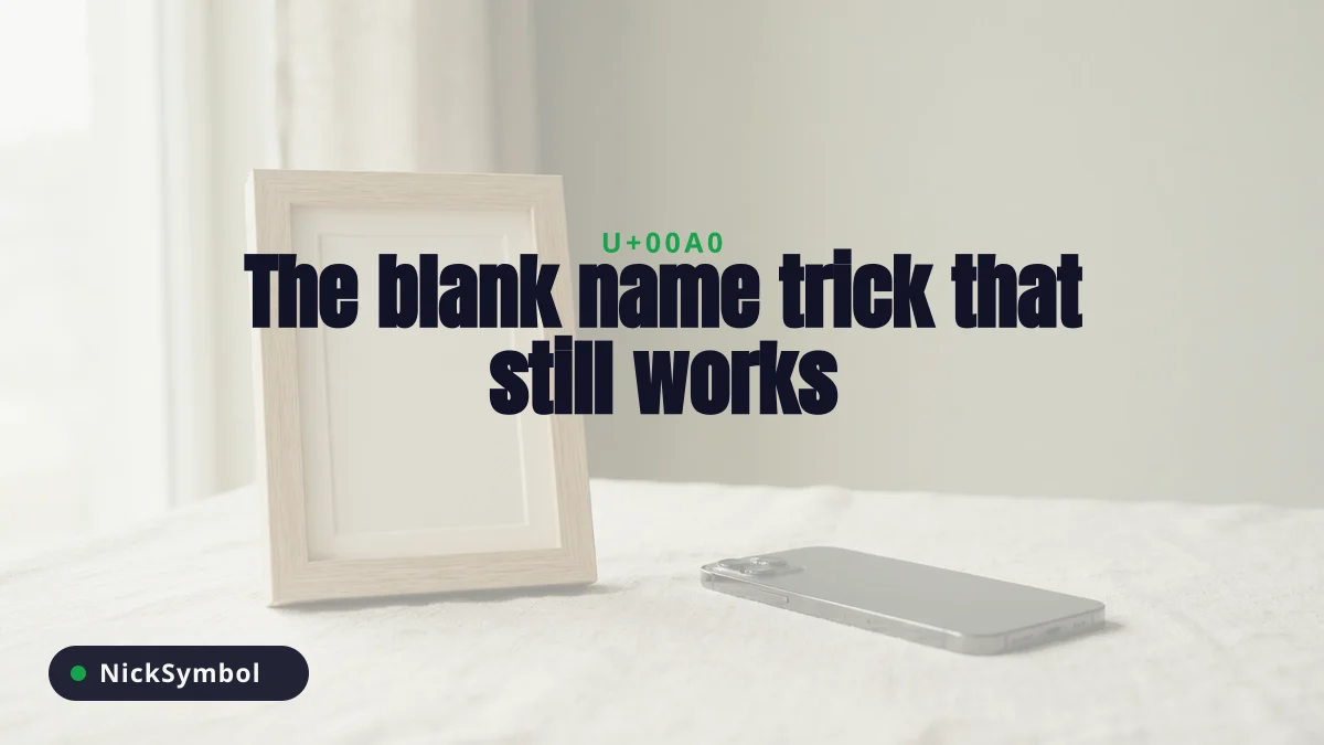 Empty picture frame beside a phone illustrating a blank Free Fire name