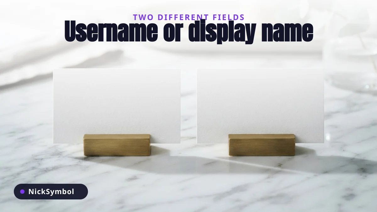 Two blank name cards side by side showing the Instagram username versus display name difference
