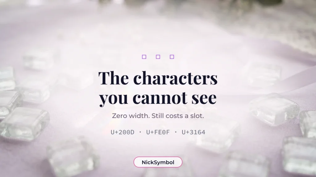 Blank glass tile representing invisible zero-width characters hidden in decorated nicknames