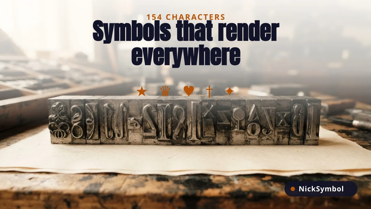 Letterpress metal type sorts illustrating safe symbols that always render