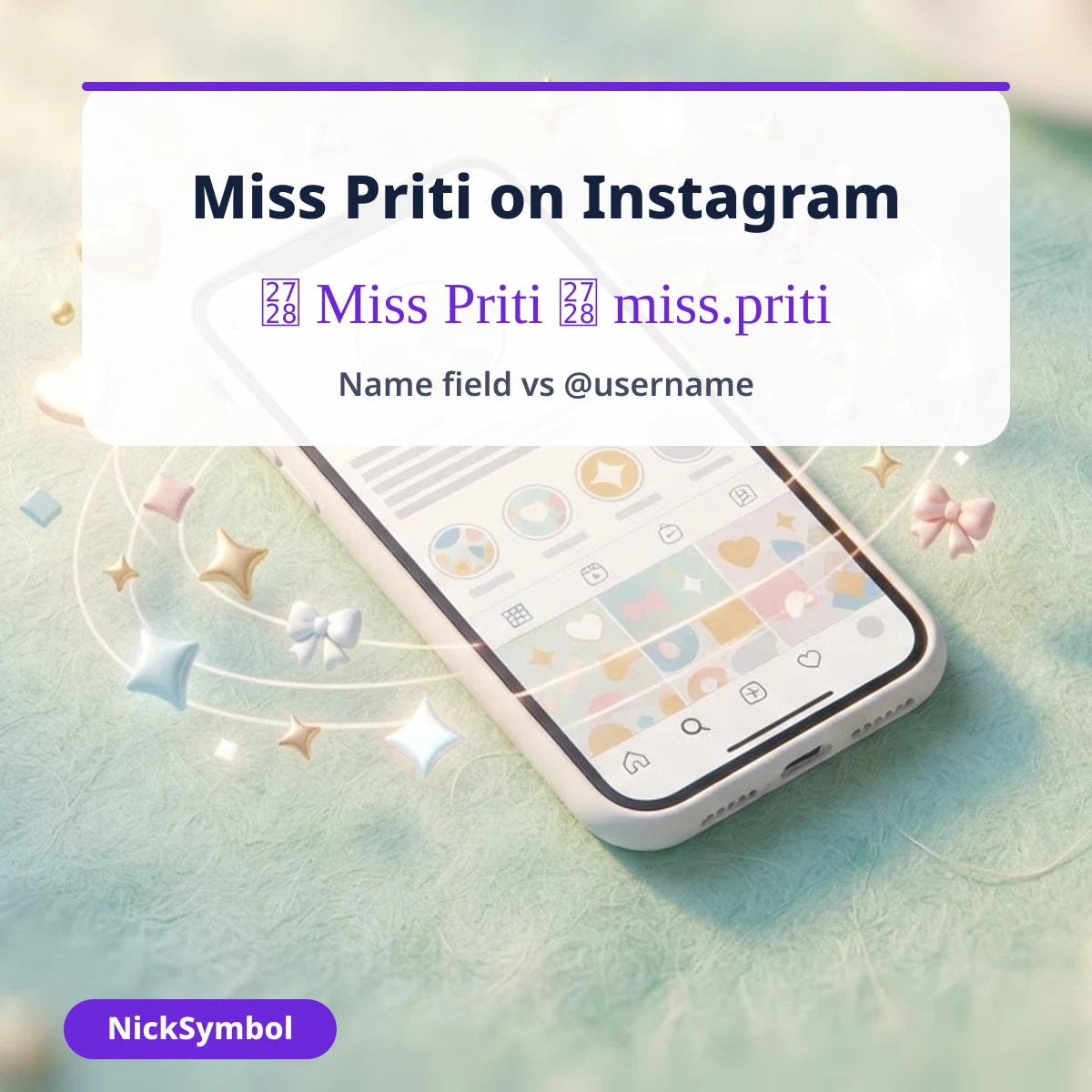 Miss Priti Instagram display names and plain @username ideas