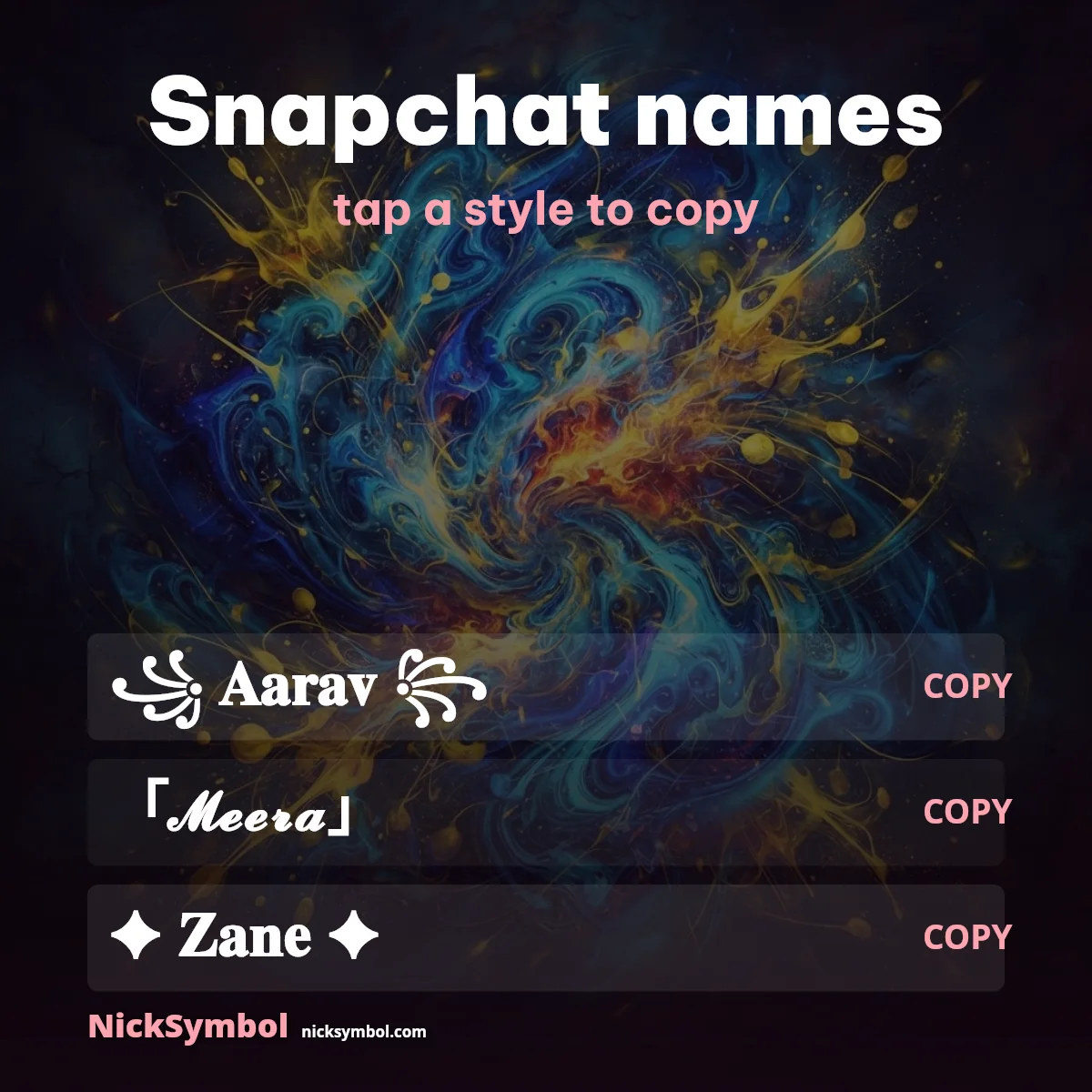 Snapchat Name Symbols — Stylish Snapchat Names to Copy